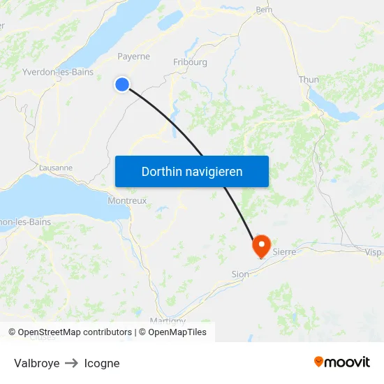 Valbroye to Icogne map