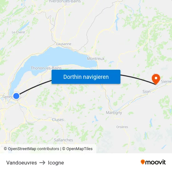 Vandoeuvres to Icogne map