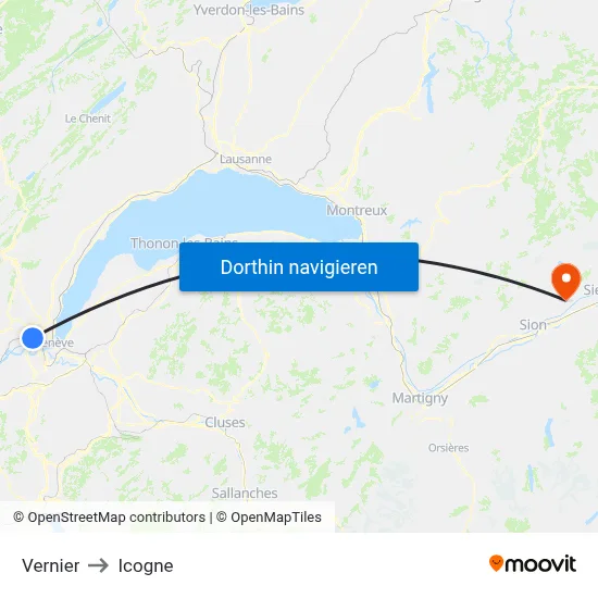 Vernier to Icogne map
