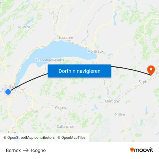 Bernex to Icogne map