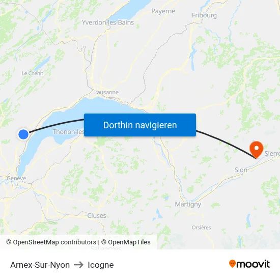 Arnex-Sur-Nyon to Icogne map