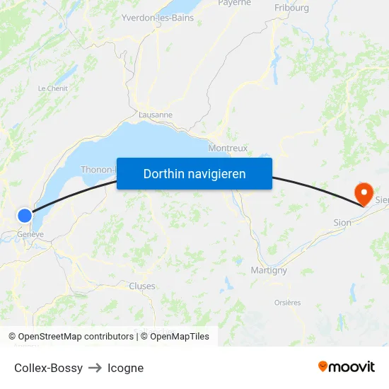 Collex-Bossy to Icogne map