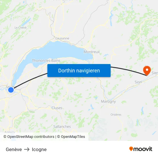Genève to Icogne map