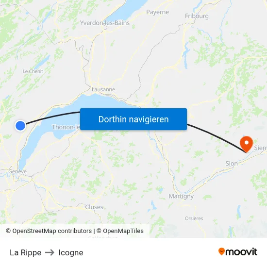 La Rippe to Icogne map