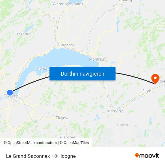 Le Grand-Saconnex to Icogne map