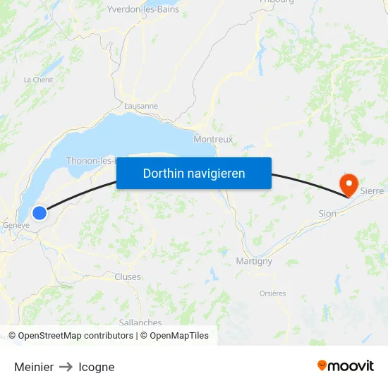Meinier to Icogne map