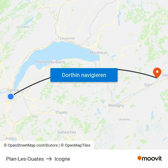 Plan-Les-Ouates to Icogne map