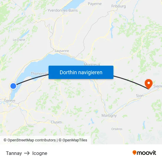 Tannay to Icogne map