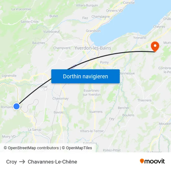 Croy to Chavannes-Le-Chêne map
