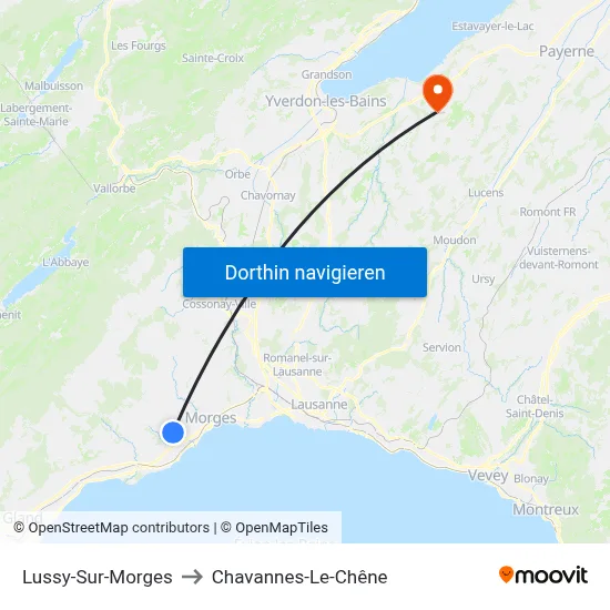 Lussy-Sur-Morges to Chavannes-Le-Chêne map