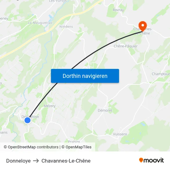 Donneloye to Chavannes-Le-Chêne map