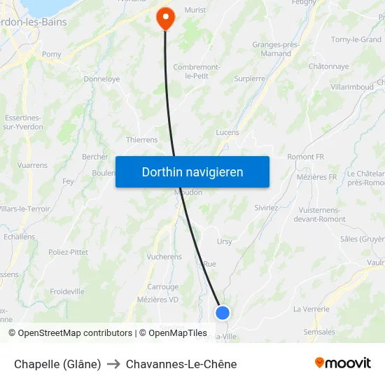 Chapelle (Glâne) to Chavannes-Le-Chêne map