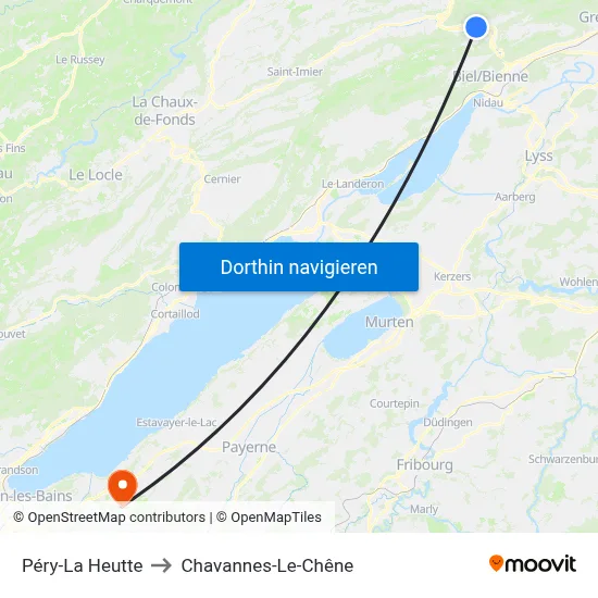 Péry-La Heutte to Chavannes-Le-Chêne map