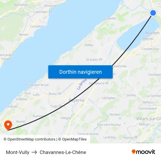 Mont-Vully to Chavannes-Le-Chêne map