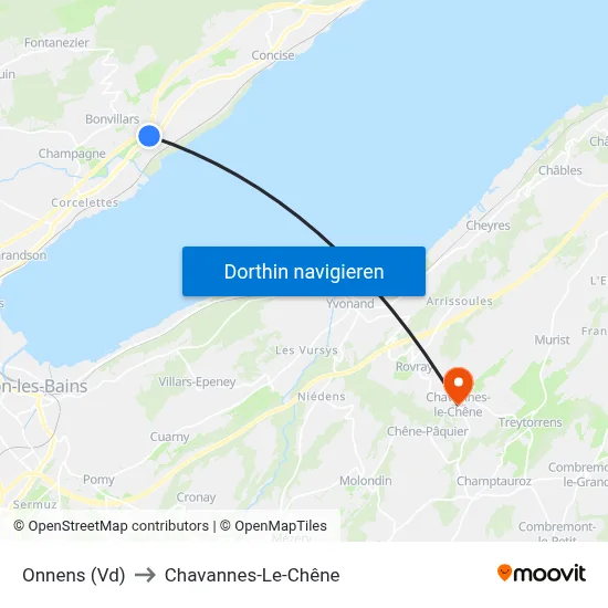 Onnens (Vd) to Chavannes-Le-Chêne map
