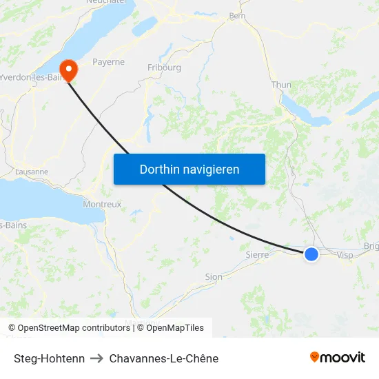 Steg-Hohtenn to Chavannes-Le-Chêne map