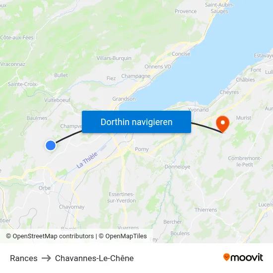 Rances to Chavannes-Le-Chêne map