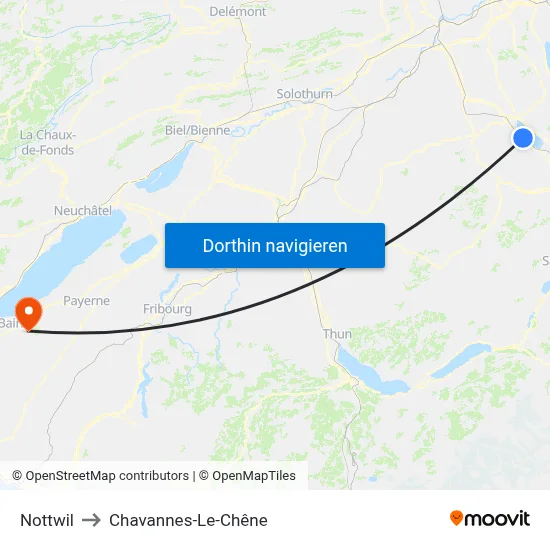 Nottwil to Chavannes-Le-Chêne map