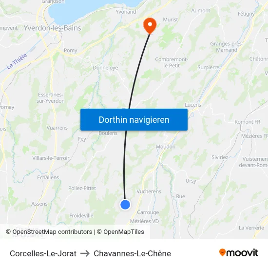 Corcelles-Le-Jorat to Chavannes-Le-Chêne map