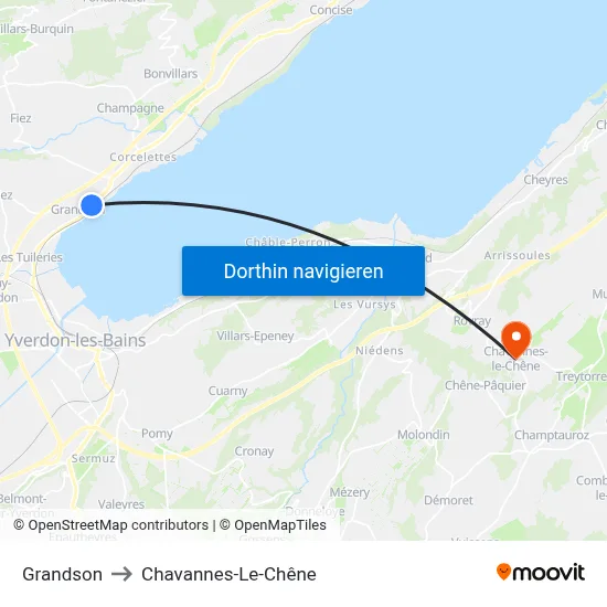 Grandson to Chavannes-Le-Chêne map