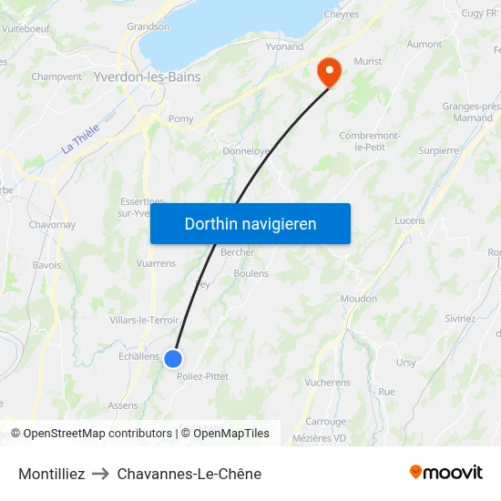 Montilliez to Chavannes-Le-Chêne map