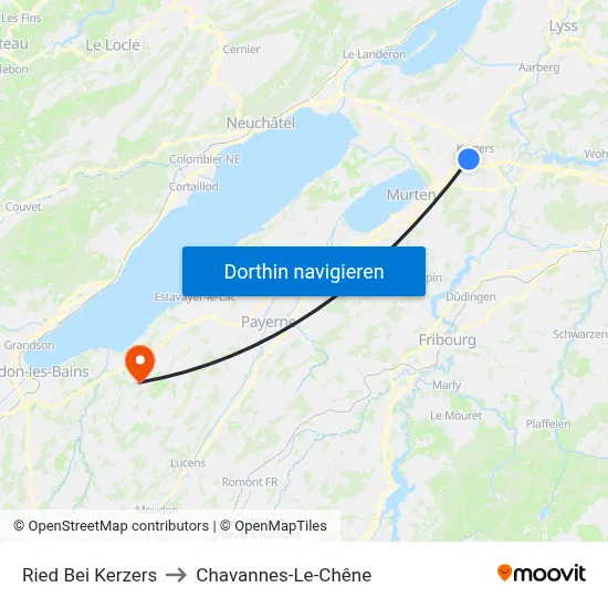 Ried Bei Kerzers to Chavannes-Le-Chêne map