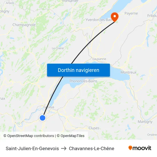 Saint-Julien-En-Genevois to Chavannes-Le-Chêne map