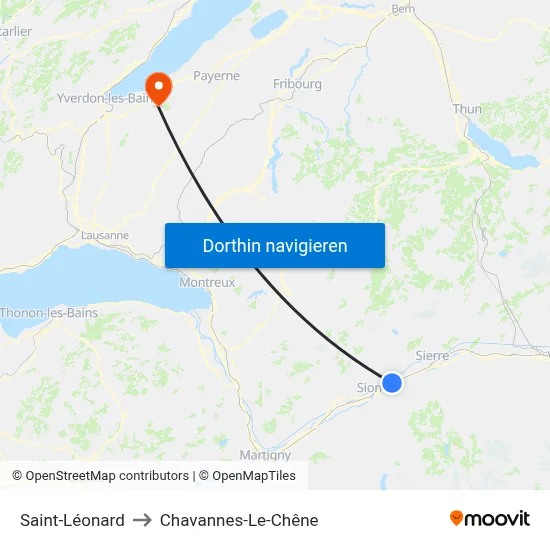Saint-Léonard to Chavannes-Le-Chêne map