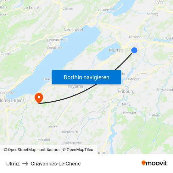 Ulmiz to Chavannes-Le-Chêne map
