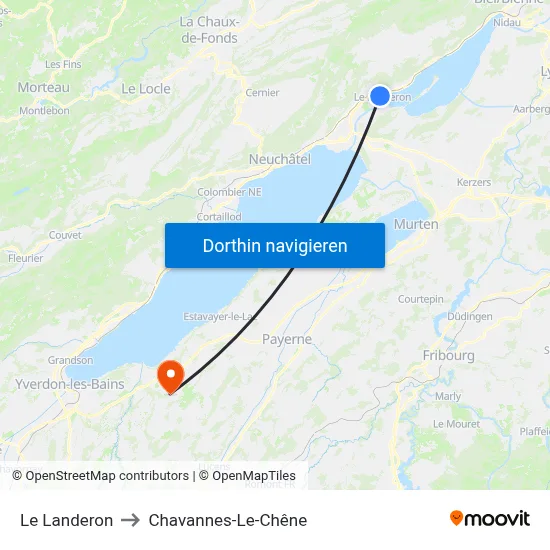 Le Landeron to Chavannes-Le-Chêne map