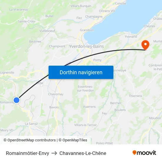 Romainmôtier-Envy to Chavannes-Le-Chêne map