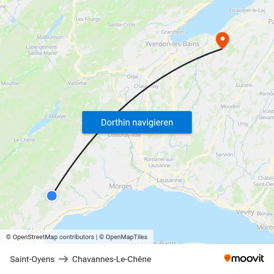 Saint-Oyens to Chavannes-Le-Chêne map