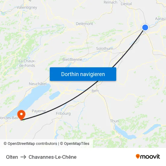 Olten to Chavannes-Le-Chêne map