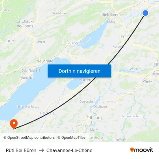 Rüti Bei Büren to Chavannes-Le-Chêne map