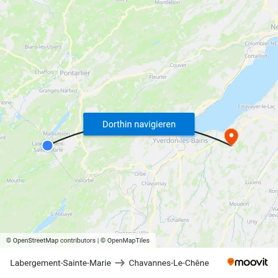 Labergement-Sainte-Marie to Chavannes-Le-Chêne map