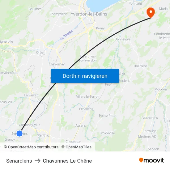 Senarclens to Chavannes-Le-Chêne map