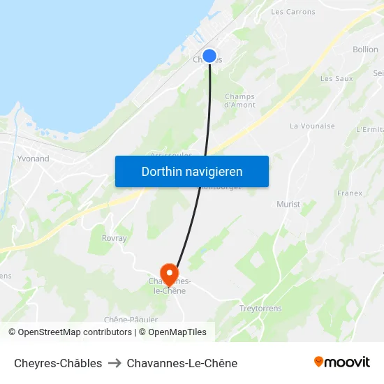 Cheyres-Châbles to Chavannes-Le-Chêne map