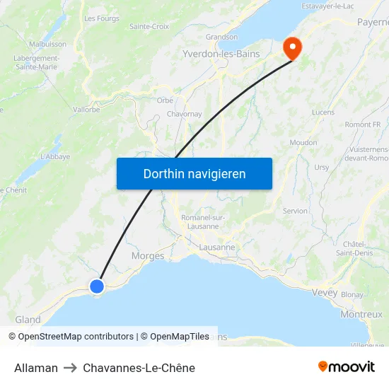 Allaman to Chavannes-Le-Chêne map