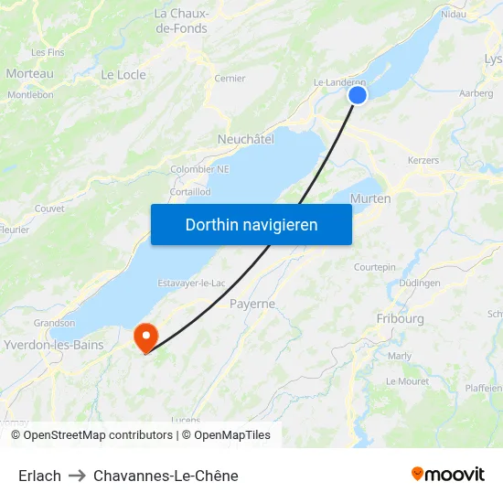 Erlach to Chavannes-Le-Chêne map