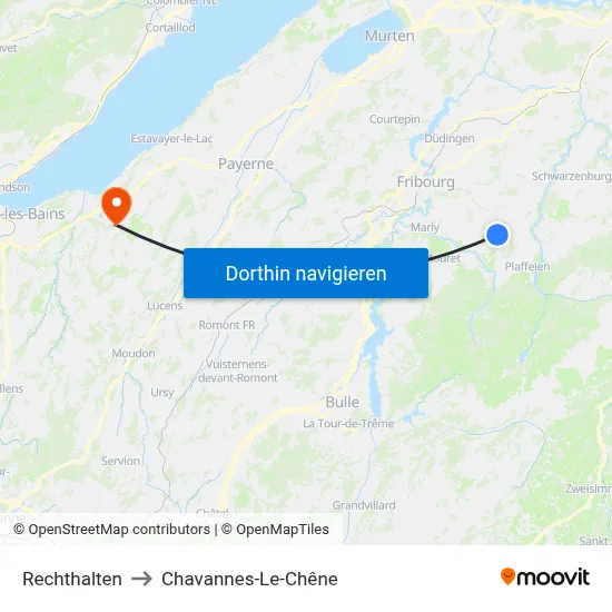 Rechthalten to Chavannes-Le-Chêne map