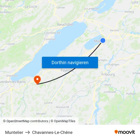 Muntelier to Chavannes-Le-Chêne map
