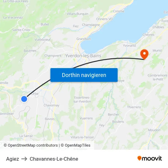 Agiez to Chavannes-Le-Chêne map