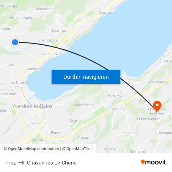 Fiez to Chavannes-Le-Chêne map