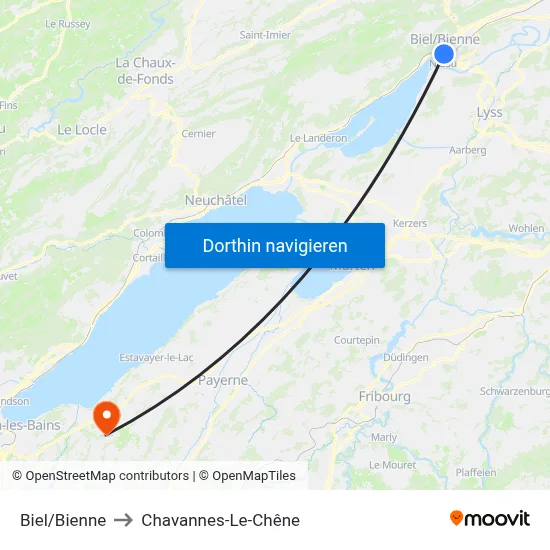 Biel/Bienne to Chavannes-Le-Chêne map