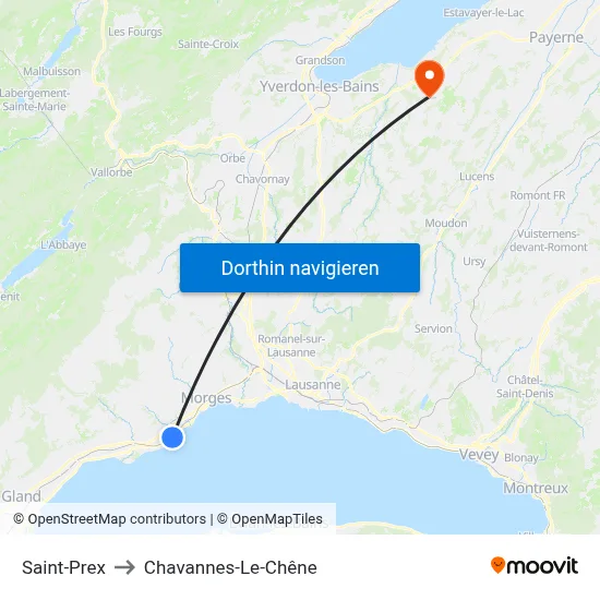Saint-Prex to Chavannes-Le-Chêne map