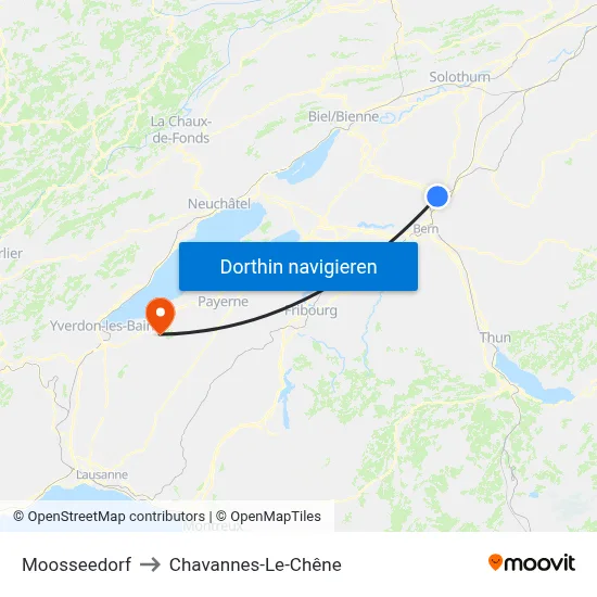 Moosseedorf to Chavannes-Le-Chêne map