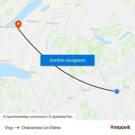 Visp to Chavannes-Le-Chêne map