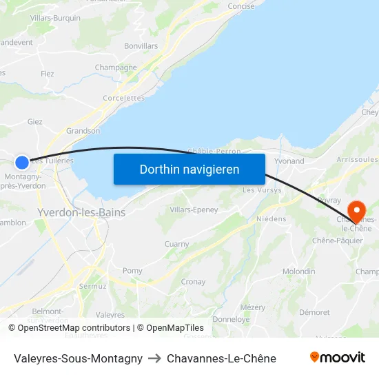 Valeyres-Sous-Montagny to Chavannes-Le-Chêne map