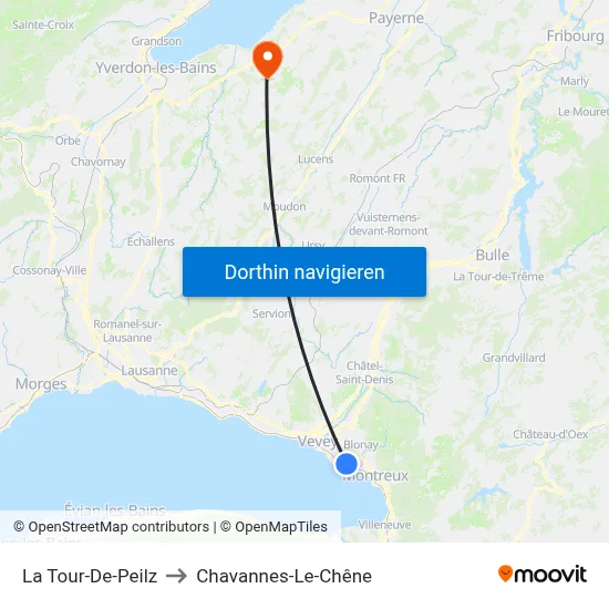 La Tour-De-Peilz to Chavannes-Le-Chêne map
