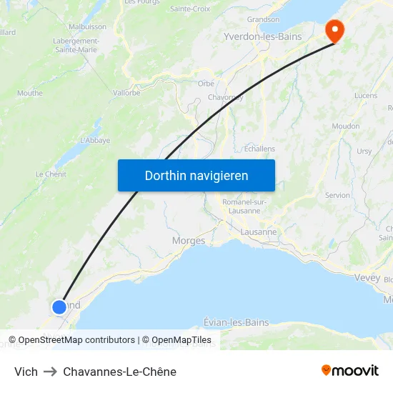 Vich to Chavannes-Le-Chêne map